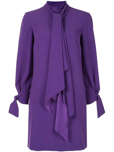 Paule Ka Tie-neck Shift Dress In Purple