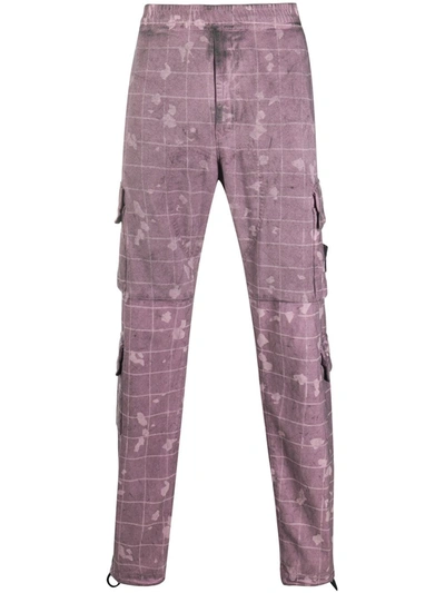 Stone Island Camouflage Print Cargo Trousers In Purple