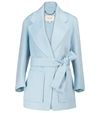 Dorothee Schumacher Exciting Volumes Wool Blend Jacket In Cloudymint In Blau