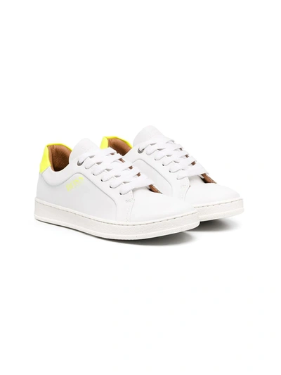 Hugo Boss Kids' Logo Print Lace-up Sneakers In White