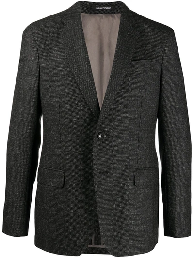 Emporio Armani Single-breasted Tailored Blazer In Grey