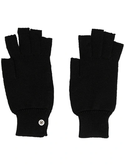 Rick Owens Fingerless Wool Gloves In Black