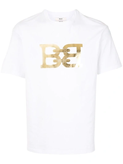 Bally Metallic Logo Print T-shirt In White