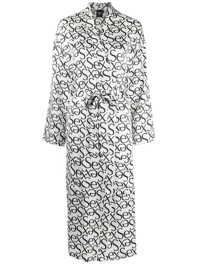 Christopher Kane Slogan-print Silk Dressing Gown In White