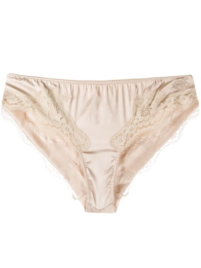 Dolce & Gabbana Lace-embellished Mid-rise Briefs In Neutrals