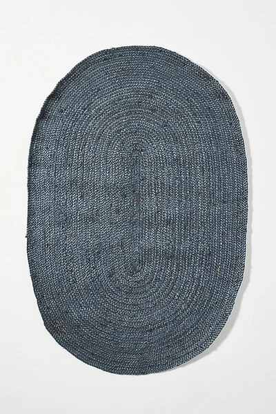 Anthropologie Handwoven Lorne Oval Rug By  In Blue Size 3 X 5