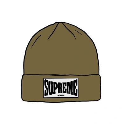 Pre-owned Supreme  Woven Label Beanie Olive