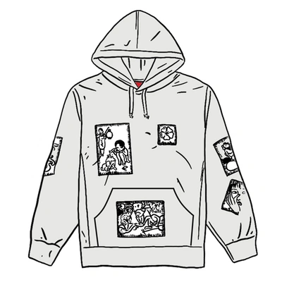 Pre-owned Supreme  Toshio Saeki Hooded Sweatshirt White
