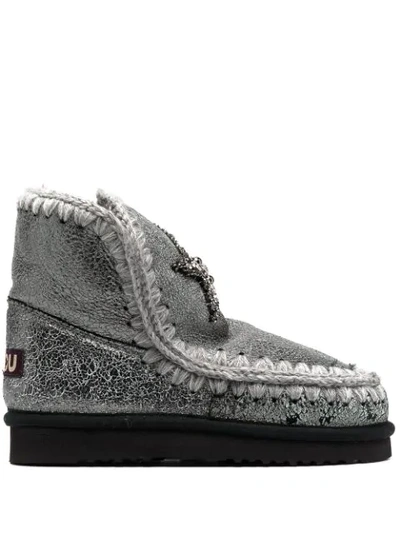 Mou Eskimo 18 Front Star Patch Boots In Grey