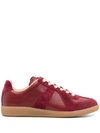 Maison Margiela 20mm Replica Leather & Suede Sneakers In Red