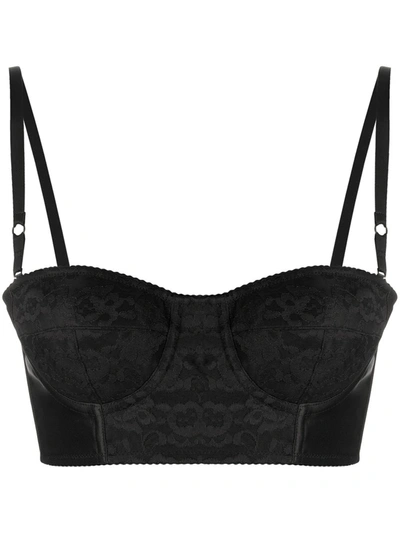 Dolce & Gabbana Floral Lace Bustier Top In Black