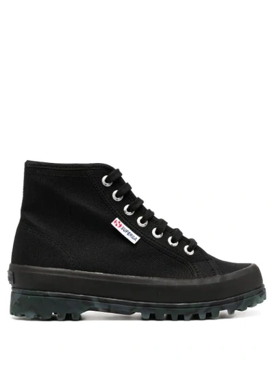 Superga Lace-up High Top Trainers In Black