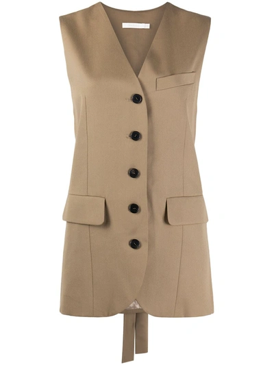 Low Classic Belted Wool Waistcoat In Neutrals
