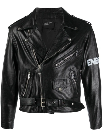 Enfants Riches Deprimes Nouveau Logo Leather Jacket In Black