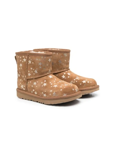 Ugg Kids' Classic Mini Ii Stars Water Resistant Boot In Chestnut