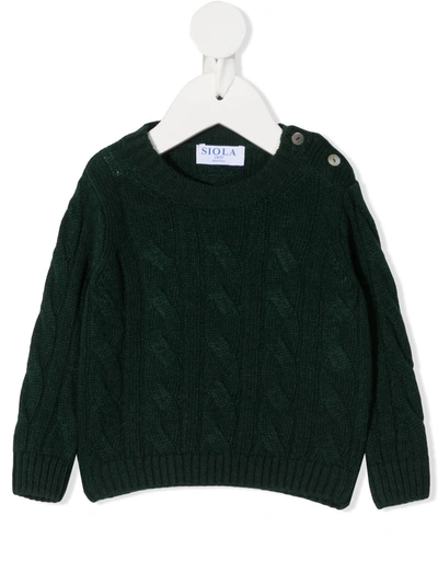 Siola Babies' Cable-knit Jumper In 绿色