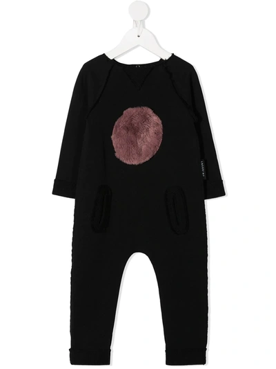Andorine Babies' Faux Fur Patch Romper In Black