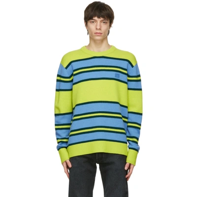 Acne Studios Green & Blue Wool Striped Sweater In Greenblue