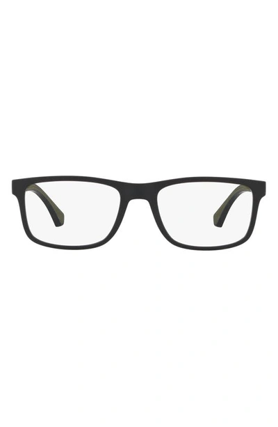 Emporio Armani 53mm Rectangular Optical Glasses In Matte Black - 53mm