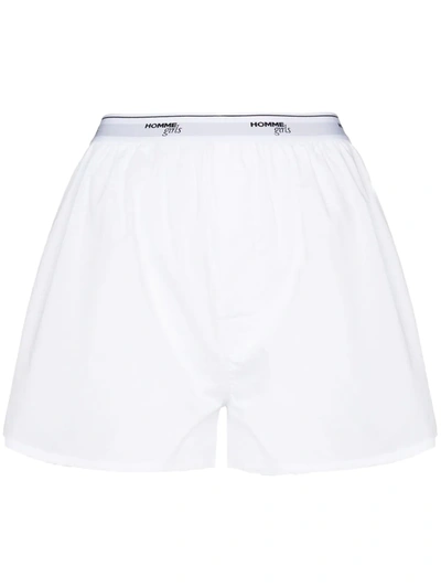 Hommegirls Logo-tape Detail Boxer Shorts In White