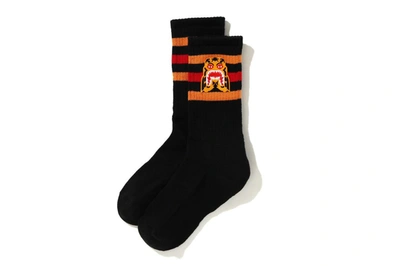 Pre-owned Bape  A Bathing Ape Men Tiger Socks Black