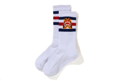 Pre-owned Bape  A Bathing Ape Men Tiger Socks White