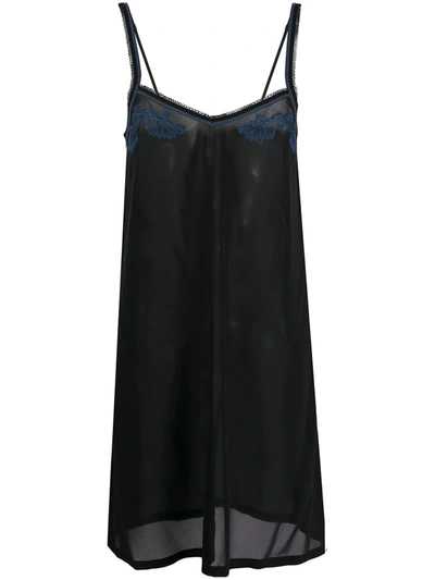 La Perla Contrast Trim Slip Dress In Blue