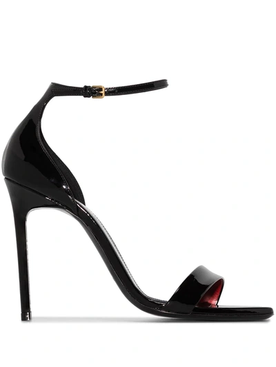 Saint Laurent Amber 105mm Ankle-strap Sandals In Black