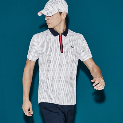 Lacoste Men's Sport Ultra Dry Zip Tennis Polo Shirt - White/navy Blue-corrida  | ModeSens