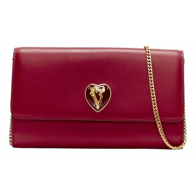 Pre-owned Versace Red Leather Clutch Bag