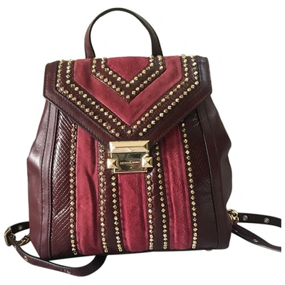Pre-owned Michael Kors Whitney Leather Backpack In Burgundy