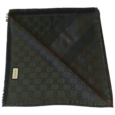 Pre-owned Gucci Anthracite Wool Scarf