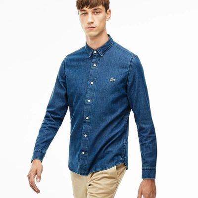 Lacoste Men's L!ve Slim Fit Pocket Denim Shirt | ModeSens