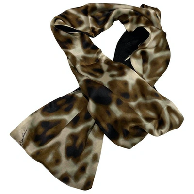 Pre-owned Just Cavalli Silk Scarf In Brown