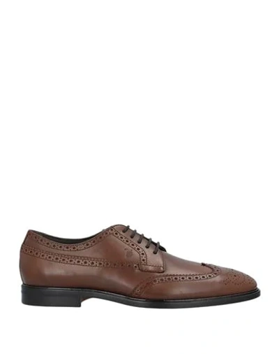 Tod's Leather Laced Up Shoes In Brown