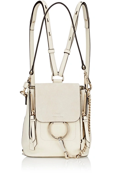 Chloé Faye Mini Leather And Suede Backpack In White
