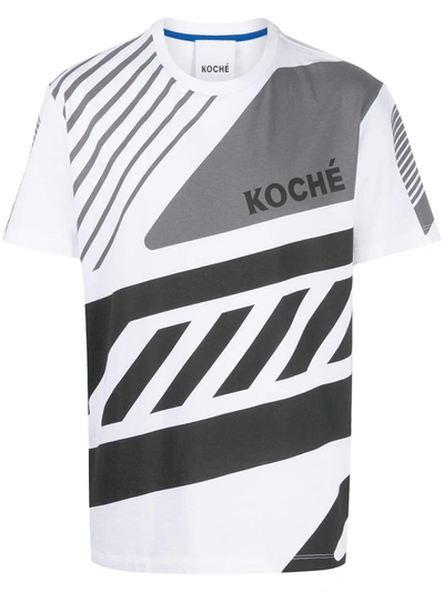 Koché Geometric Print Short Sleeved T-shirt In White