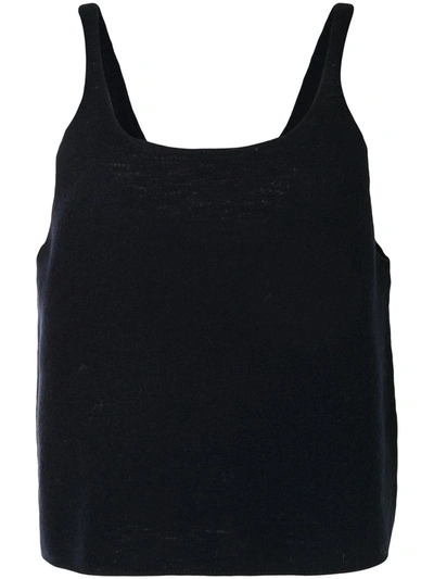 Tibi Scoop Neck Boiled Wool Sweater In Blue