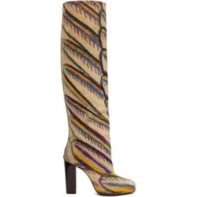 Lemaire Multicolor Martín Ramírez Printed Tall Boots In 150 Multi