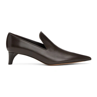 Jil Sander Brown Leather Pumps In 201 Dark Brown