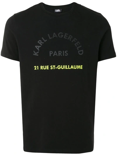 Karl Lagerfeld Rue St-guillaume-print Slim-fit T-shirt In Black