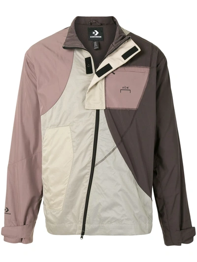 Converse Zipped Contrast Panel Track Jacket In Brown