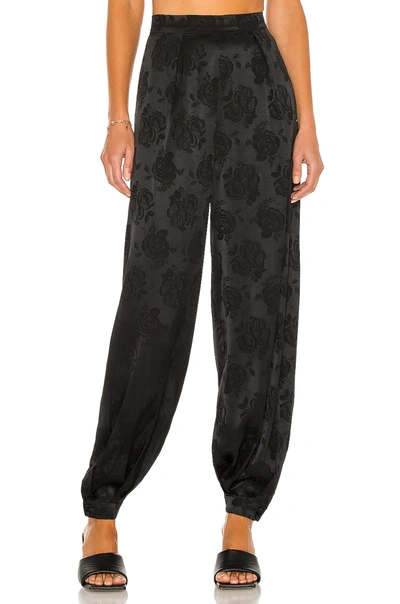 Ronny Kobo Kristine Silk-blend Satin-jacquard Tapered Pants In Black