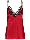 La Perla Maison Embroidered Lace-trimmed Silk-satin Chemise In Red