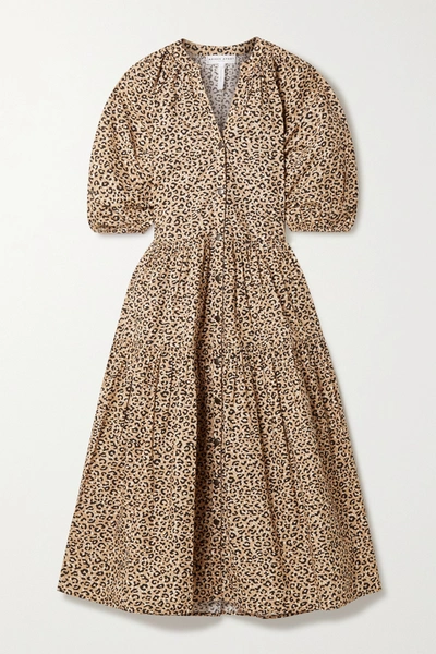 Apiece Apart Mitte Leopard-print Organic Cotton-poplin Midi Dress In Leopard Print