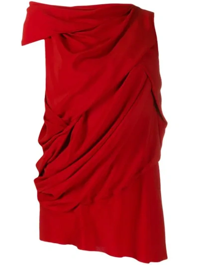 Rick Owens Asymmetric Draped Blouse In Red