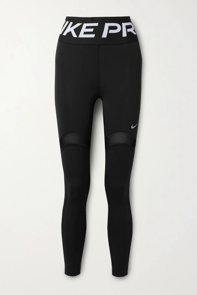 Nike Pro Stealth Luxe Mesh-trimmed Dri-fit Leggings In Black