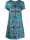 La Doublej Mini Silk Swing Dress In Blue