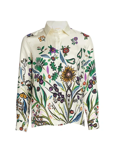 La Doublej Floral Silk Shirt In Tree Of Life