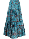 La Doublej Big Skirt Parnaveg Turchese-print Cotton Skirt